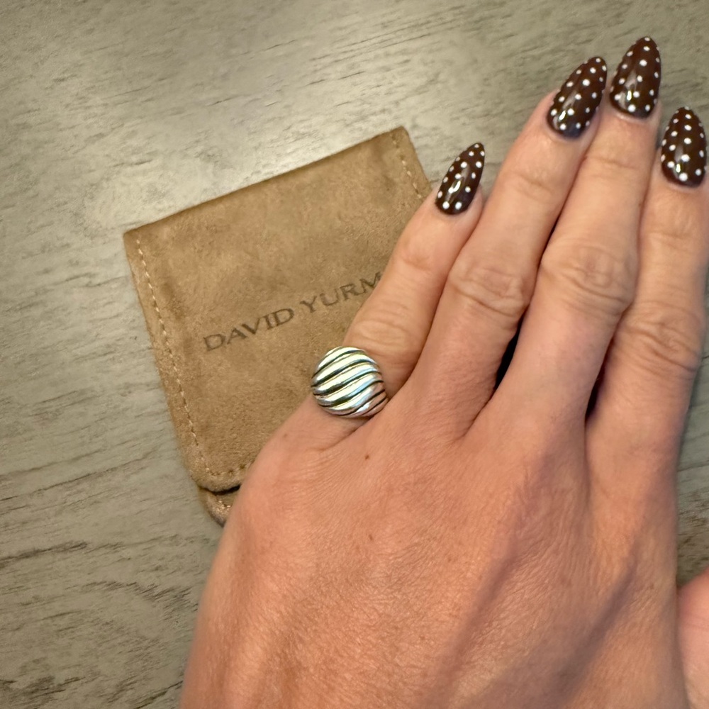 David Yurman Silver sculpted cable pinky Ring - Picture 2 of 5